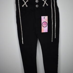 BLACK JEANS WITH SILVER CORD