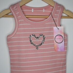 PINK SLEEVELESS TOP HEART