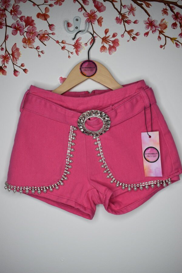 FUCHSIA SHORT JEANS WITH PEARLS
