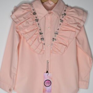 PEACH TOP SHIRT WITH RHINESTONES