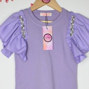 PURPLE TOP T-SHIRT WITH RHINESTONES