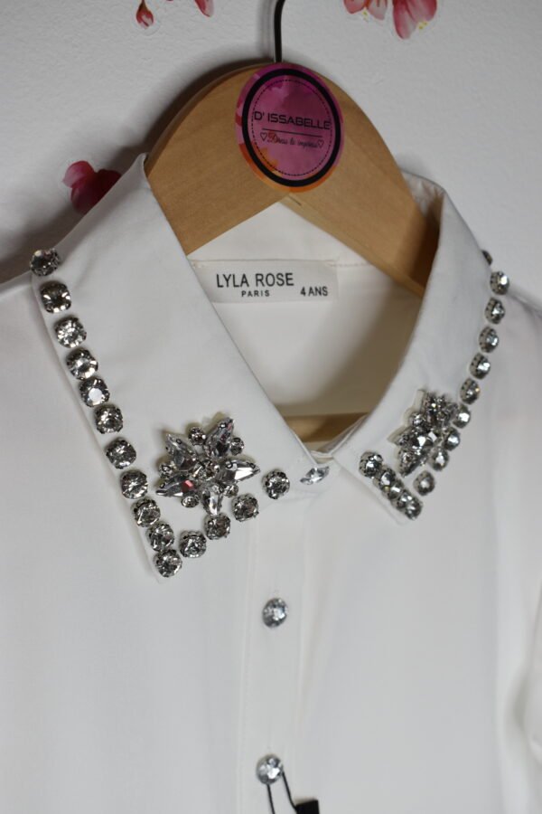 WHITE RHINESTONE COLLAR TOP SHIRT - Image 2