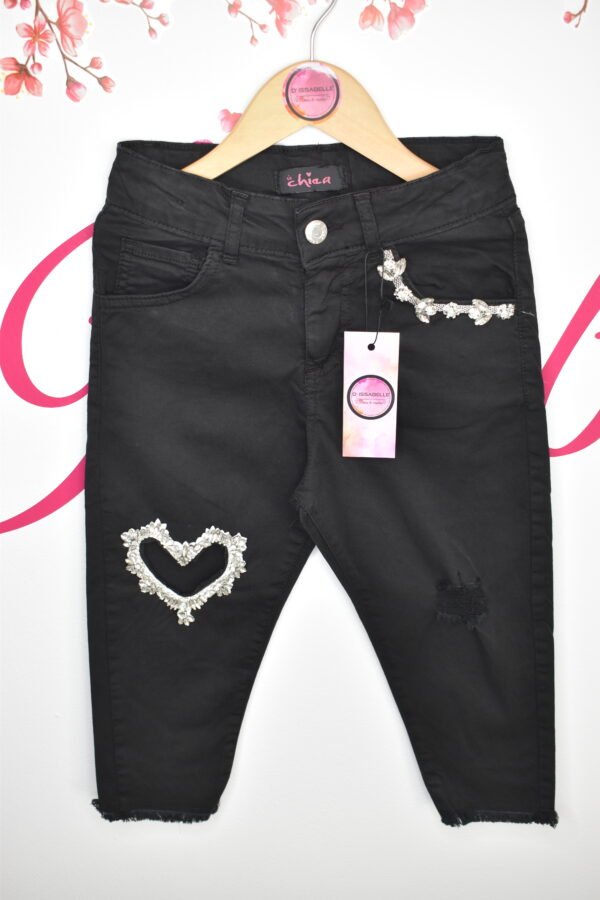 PINK/ BLACK TROUSERS WITH RHINESTONE HEART - Image 2