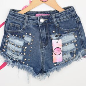 SHORT JEANS WITH METAL ACCESORIES