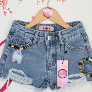 SHORT JEANS  WITH RHINESTONES