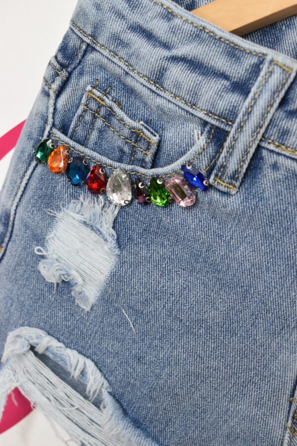 SHORT JEANS  WITH RHINESTONES - Image 4