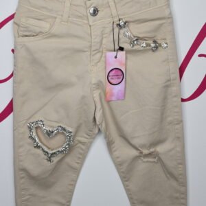 TROUSERS WITH RHINESTONE HEART