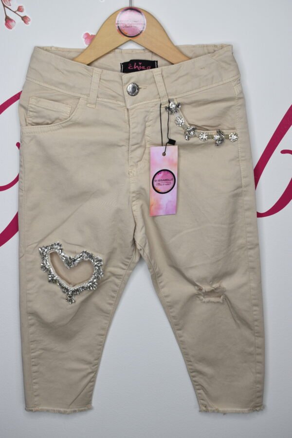 TROUSERS WITH RHINESTONE HEART