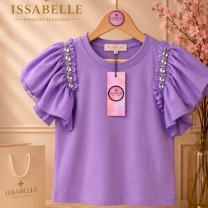 PURPLE TOP T-SHIRT WITH RHINESTONES