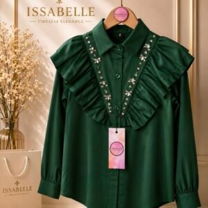 GREEN TOP SHIRT WITH RHINESTONES