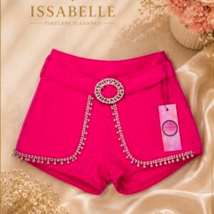 FUCHSIA SHORT JEANS WITH PEARLS