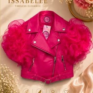FUCHSIA SHORT SLEEVE ECO LEATHER JACKET