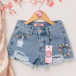 SHORT JEANS  WITH RHINESTONES