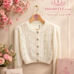 WHITE CARDIGAN WITH PEARLS
