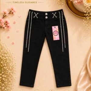BLACK JEANS WITH SILVER CORD