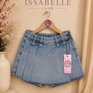 PLEATED SKORT DENIM