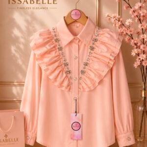 PEACH TOP SHIRT WITH RHINESTONES