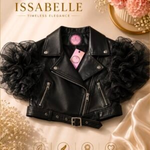 BLACK SHORT SLEEVE ECO LEATHER JACKET