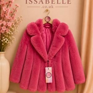 GIRL FUCHSIA FAUX FUR COAT