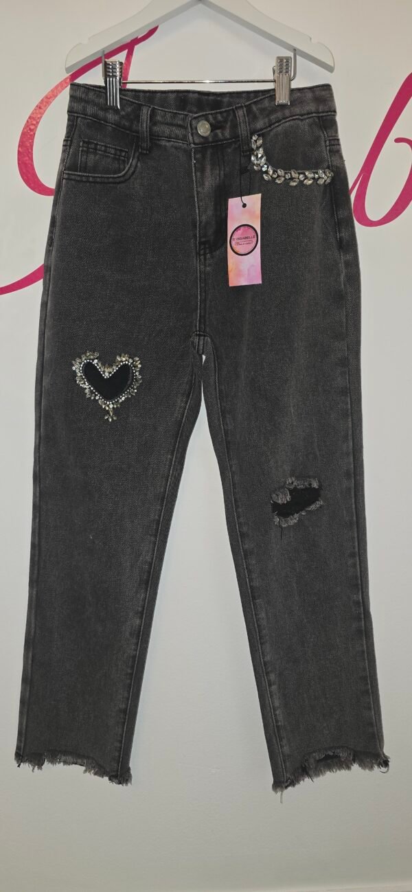 Girl black jeans with heart - Image 2