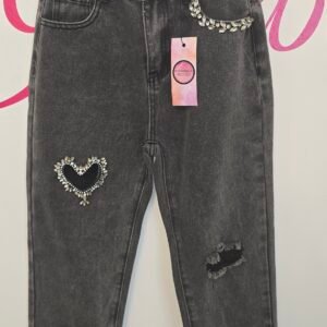 Girl black jeans with heart