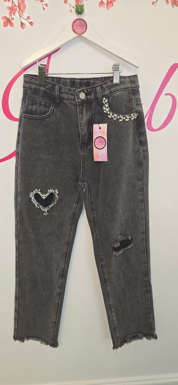 Girl black jeans with heart
