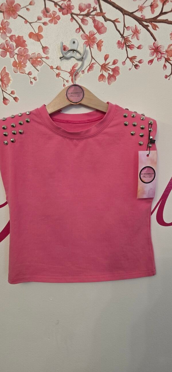 GIRL FUCHSIA TOP WITH SILVER STUDS