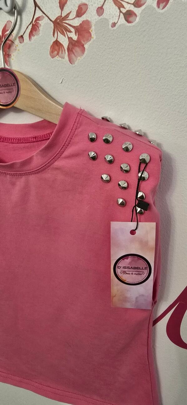 GIRL FUCHSIA TOP WITH SILVER STUDS - Image 3