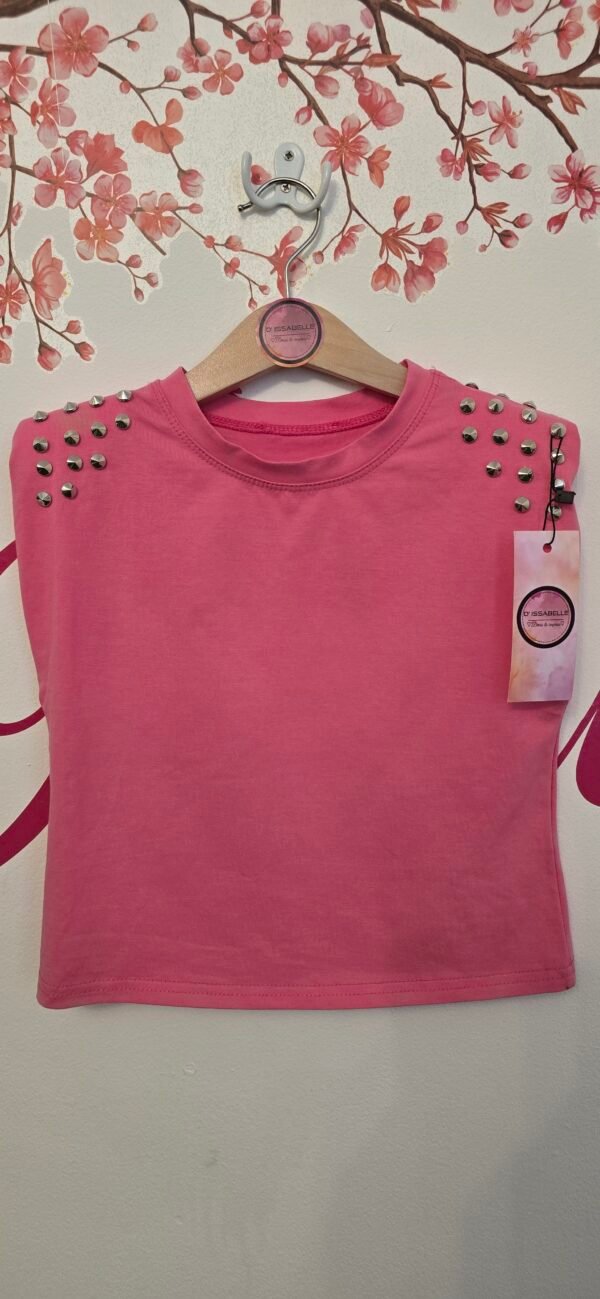 GIRL FUCHSIA TOP WITH SILVER STUDS - Image 4
