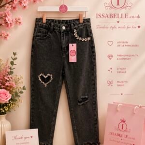 GIRL BLACK JEANS WITH HEART