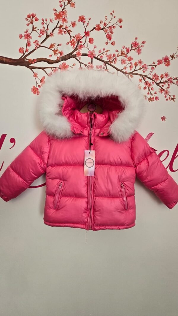 Girl fuchsia jacket with white fur - Image 2