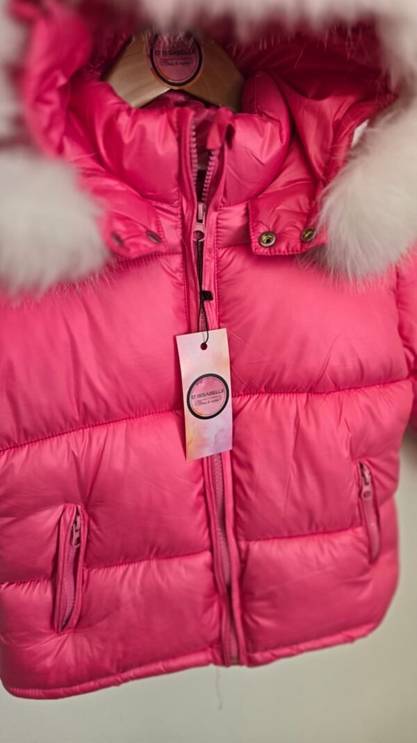 Girl fuchsia jacket with white fur - Image 5