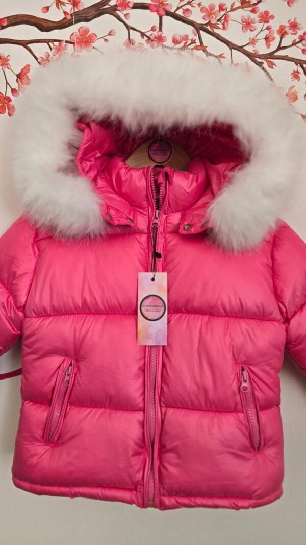 Girl fuchsia jacket with white fur