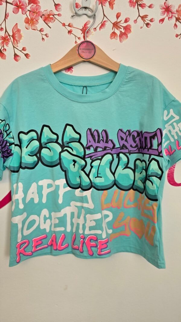 blue t-shirt graffiti top