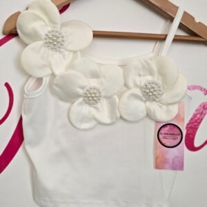 girl flowers with pearls top