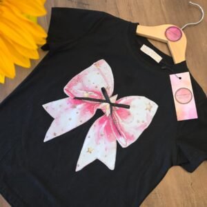 GIRL BLACK T-SHIRT WITH BOW