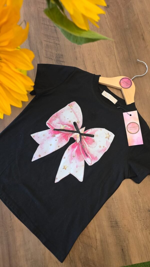 GIRL BLACK T-SHIRT WITH BOW