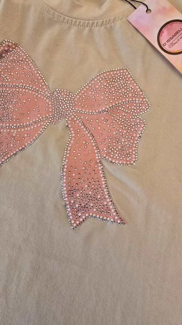 GIRL BEIGE TOP WITH BOW - Image 4