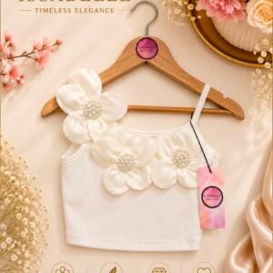 GIRL WHITE TOP FLOWERS WITH PEARLS