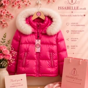 GIRL FUCHSIA JACKET WHITE FAUX FUR