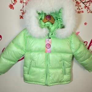 GIRL GREEN JACKET WITH WHITE FUR