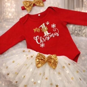 GIRL 1ST CHRISTMAS OUTFIT 3 PCS