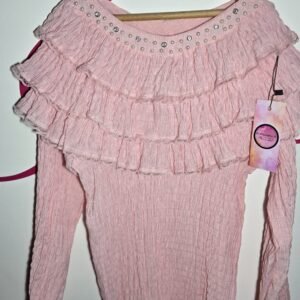GIRL PINK TOP WITH RUFFLES