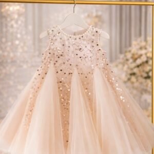 GIRL OUTFIT SEQUIN PARTY DRESS & BOW