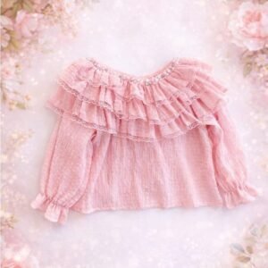 GIRL PINK TOP WITH RUFFLES