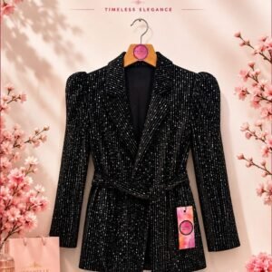 Girl velvet metallic black blazer