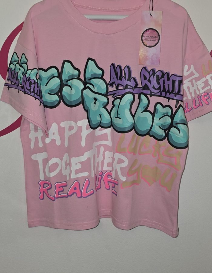 PINK T-SHIRT GRAFFITI top
