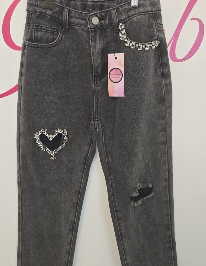 Girl black jeans with heart