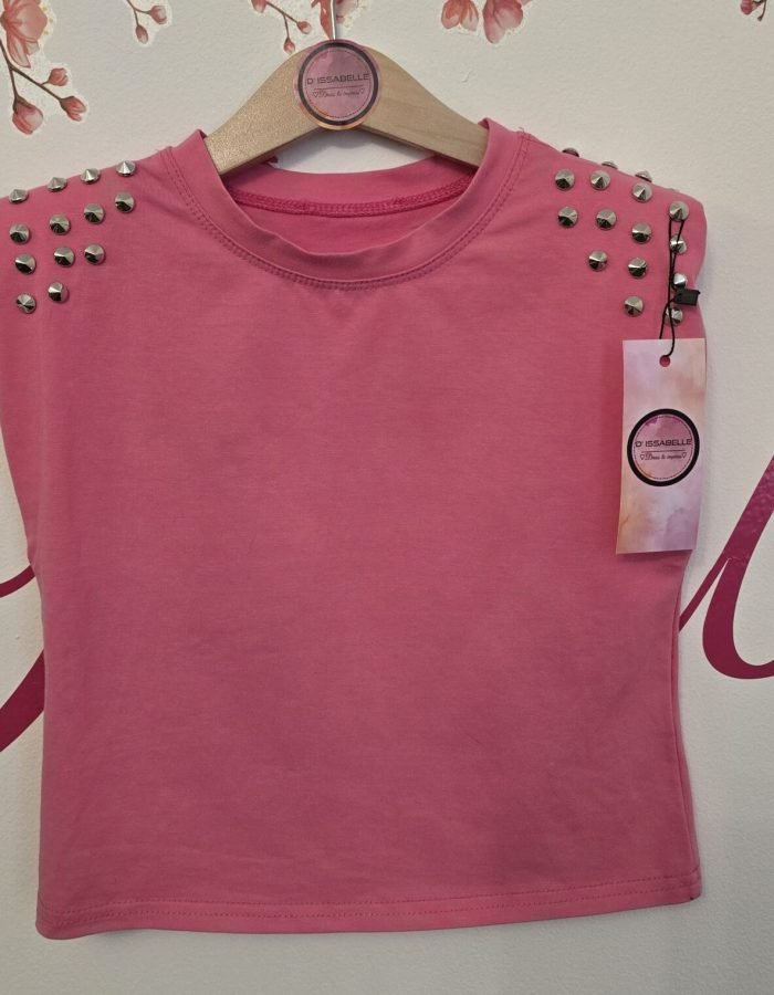 GIRL FUCHSIA TOP WITH SILVER STUDS