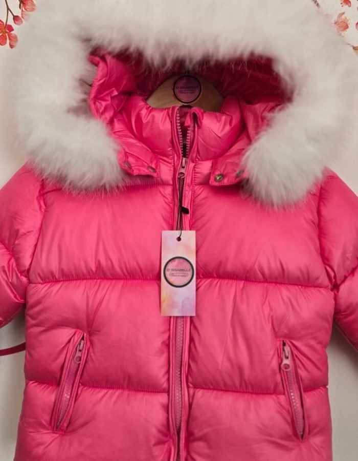 Girl fuchsia jacket with white fur
